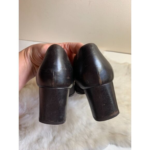 Ferragamo Brown Leather Heel Shoe 8.5 - Picture 6 of 7